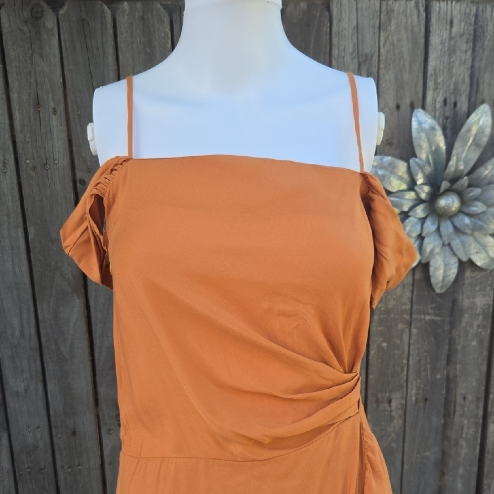 Maje Elegant Orange Off-Shoulder Dress Size 1 - Picture 3 of 7